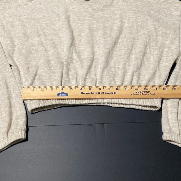 F21 Women's Cropped Sweater Top Long Sleeve Size Large Oatmeal Forever 21 Fall - Picture 5 of 10